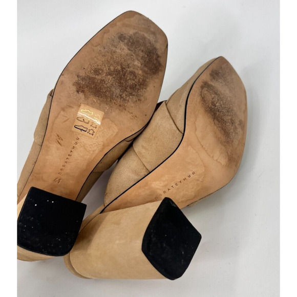 DORATEYMUR Munise Designer Beige Suede Mules Pumps Block Heel EU 41 / US 11 - Picture 11 of 11